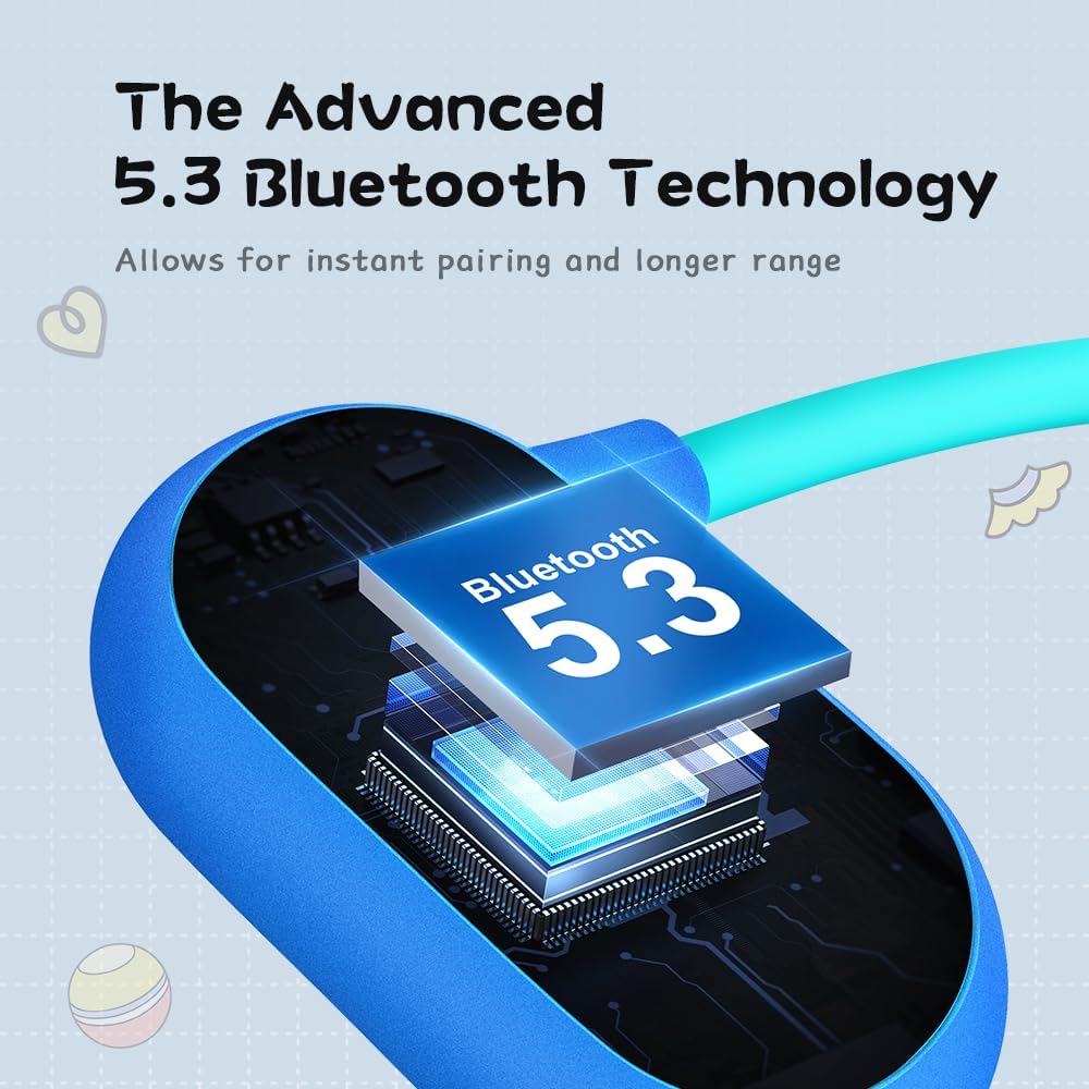 Kids Headphones,Bluetooth 5.3 Open Ear Headphones,360° Bending&Ultra-Light,More Durable Flexible,10H Playtime,Stereo Sound Kids Wireless Earbuds,Safer for Outdoor/iPad/Travel(Blue) image 2