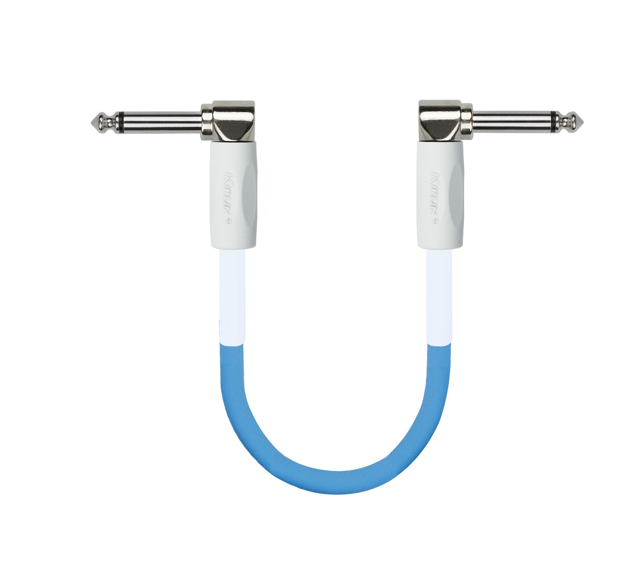 KIRLIN Blueline BLI-203WF-6''/BE - 6'' - Gitarren-Patchkabel mit rechtwinkligen Enden, blaue PVC-Ummantelung