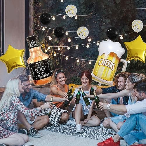 Image of Beer Cup Balloons Whiskey Bottle Beer Mug Shape Mylar Foil Balloon Summer Party, Beer Festival, Birthday Party