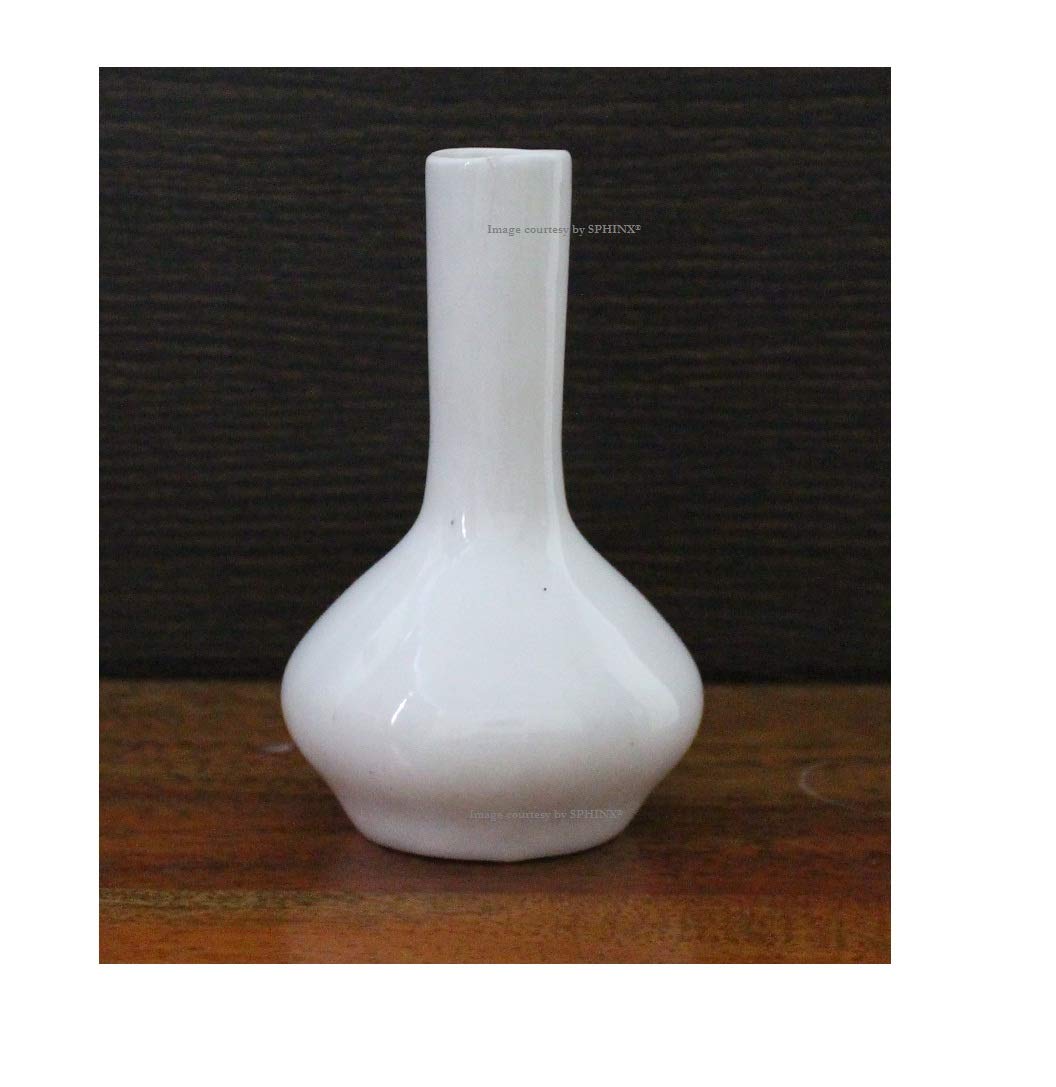 SPHINX Small Stoneware White Ceramic Vase for decor - 1 piece (Height: Approx. 5 Inches/12.5 cms)
