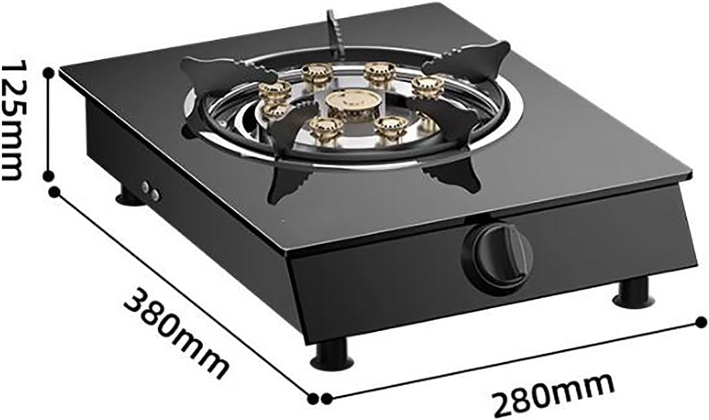 THEGA 4.2KW Tabletop Gas Cooker - Portable Gas Stove, Electronic Ignition Multi-level Adjustment Gas Ranges, Tempered Glass Burner, With Child Lock And Flameout Protection, Easy To Clean(NG)