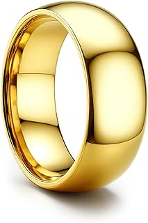 ORAZIO Stainless Steel Rings for Men Women 6MM 8MM Wedding Band Rings Silver/Black/Gold Domed High Polished Basic Wedding Bands Comfort Fit Size 6-14