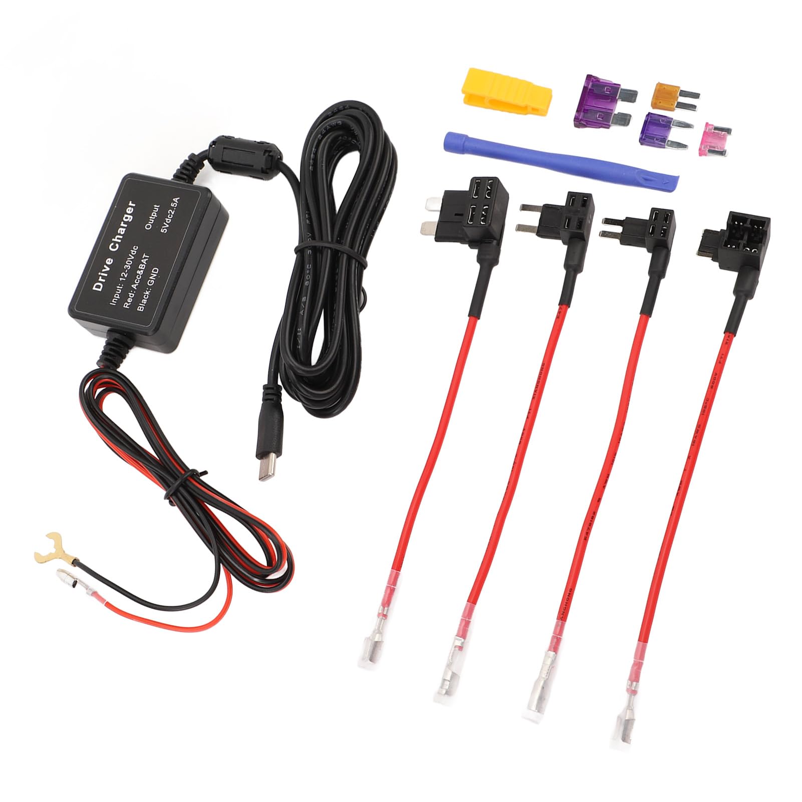 USB Type C Dash Cam Hardwire Kit 12V-30V to 5V Low Voltage Protection Hard Wiring Kit with 3