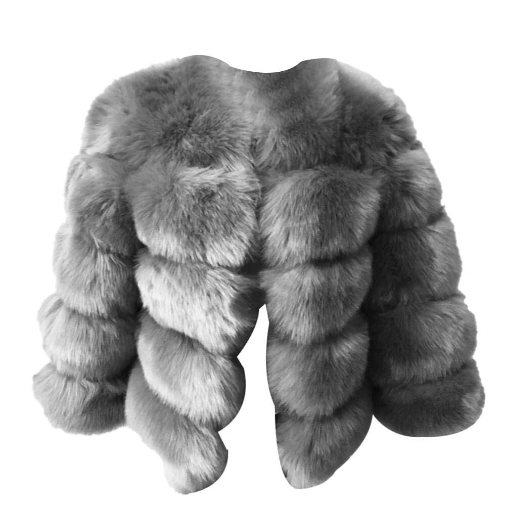 Barley Direct Women's Faux Fur Coat Short Artificial Fur Overcoat Solid Thick Outerwear Shaggy Parka Cardigan Jacket(Style 10,4XL)