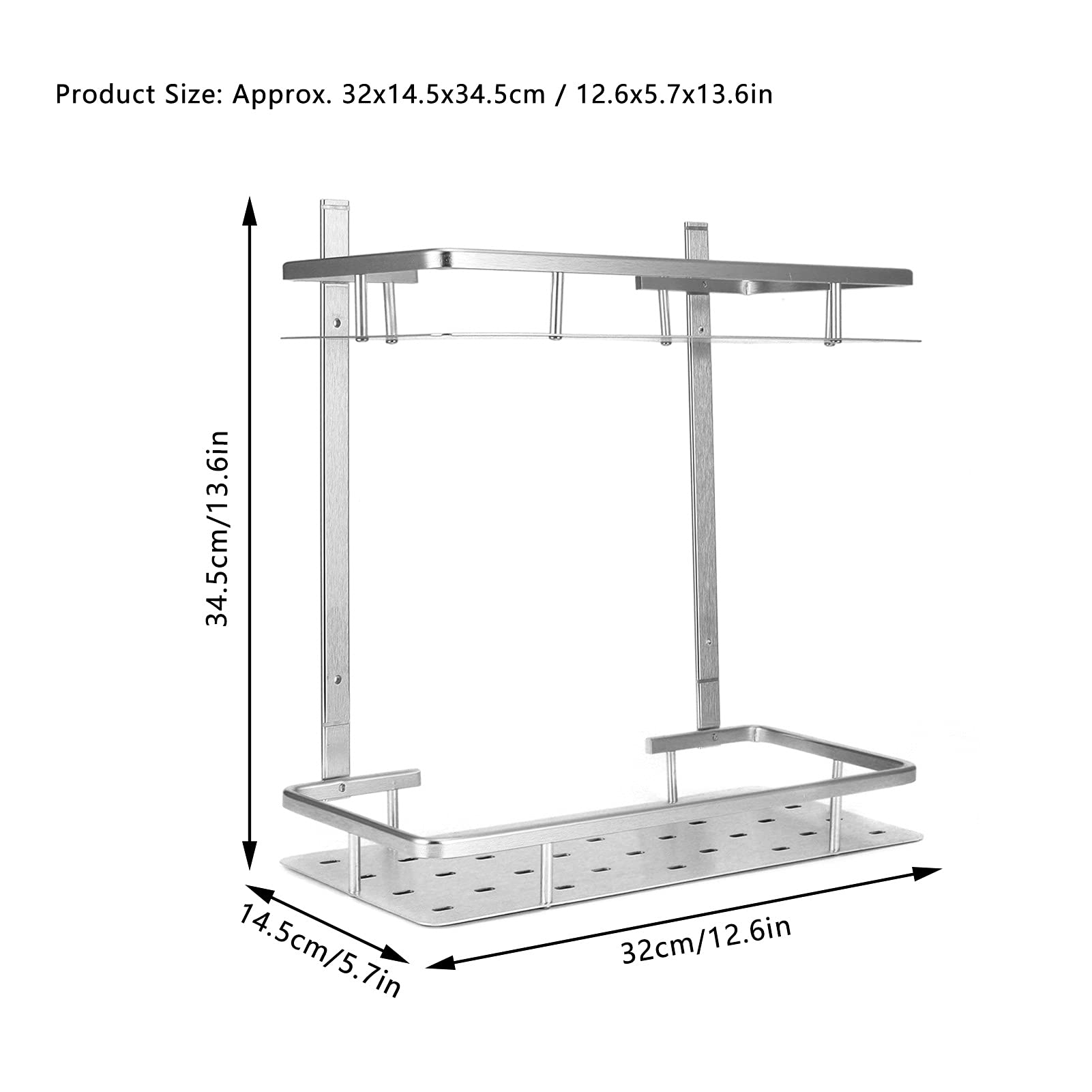 Estante de baño Estantes de baño, Estante de baño de Aluminio de 2 Niveles, estantes flotantes montados en la Pared, Estante de Ducha, Cesta de Almacenamiento de Cocina para El hogar