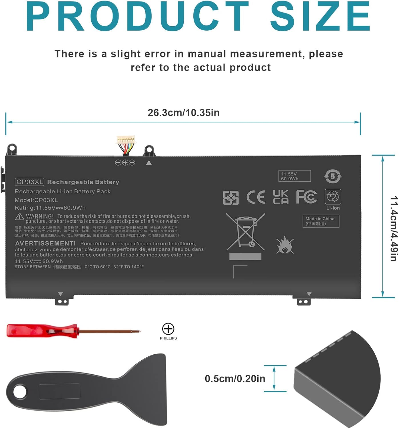 CP03XL Battery Replacement for HP Spectre X360 13 13-ae0xx 13-ae013dx 13-ae014dx 13-ae011dx 13-ae012dx 13-ae000 13-ae049ng 13-ae040ng 13-ae006no 13-ae001ng Series 929066-421 929072-855 CPO3XL image 3