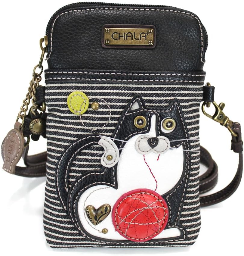 CHALA Cat Collection Cell Phone Crossbody Purse-Women PU Leather/Canvas Multicolor Handbag with Adjustable Strap