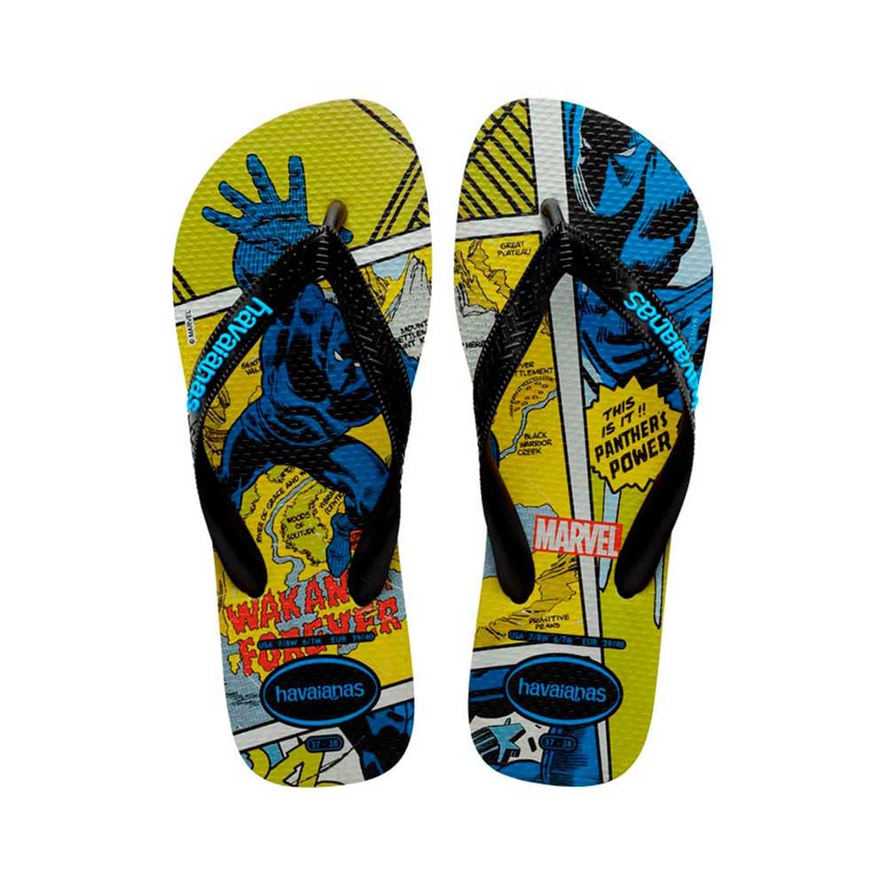 Havaianas Top Marvel Classics (Mini Me) Unisex Kids FlipFlop Black 1/1.5 UK