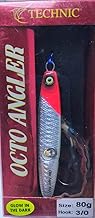 oct Angler Jig, Double Aid Hook with Octopus, 80g/Hook 0/3. Silver and Red Head