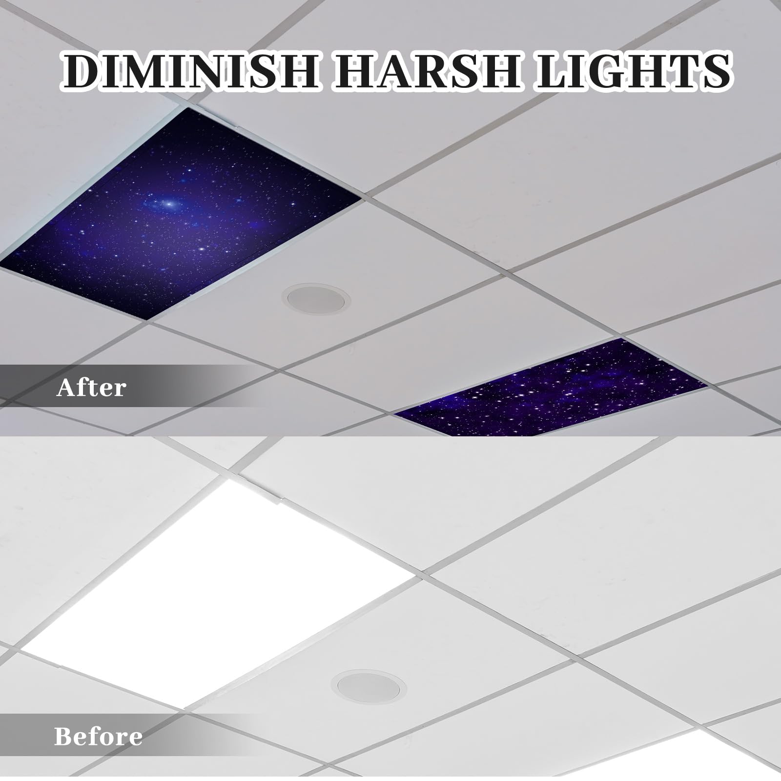 Baquler 4 Pcs Fluorescent Light Covers For Ceiling Lights 4 X 2 Ft Fluorescent Agnetic Filter - View #2