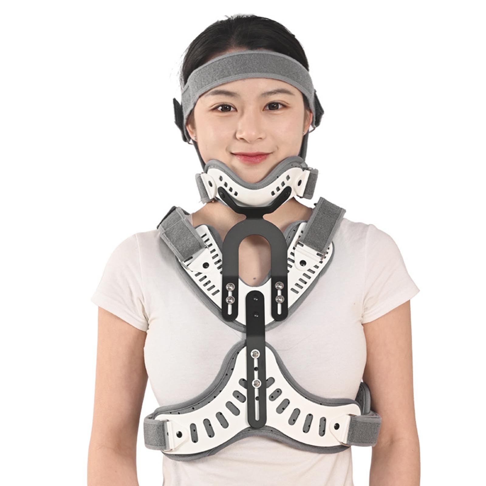 WDSOPK Head Neck Chest Back Support Orthosis Adjustable Cervical Thoracic Brace, Thoracic Back Posture Corrector for Post Trauma, Surgery Fractures