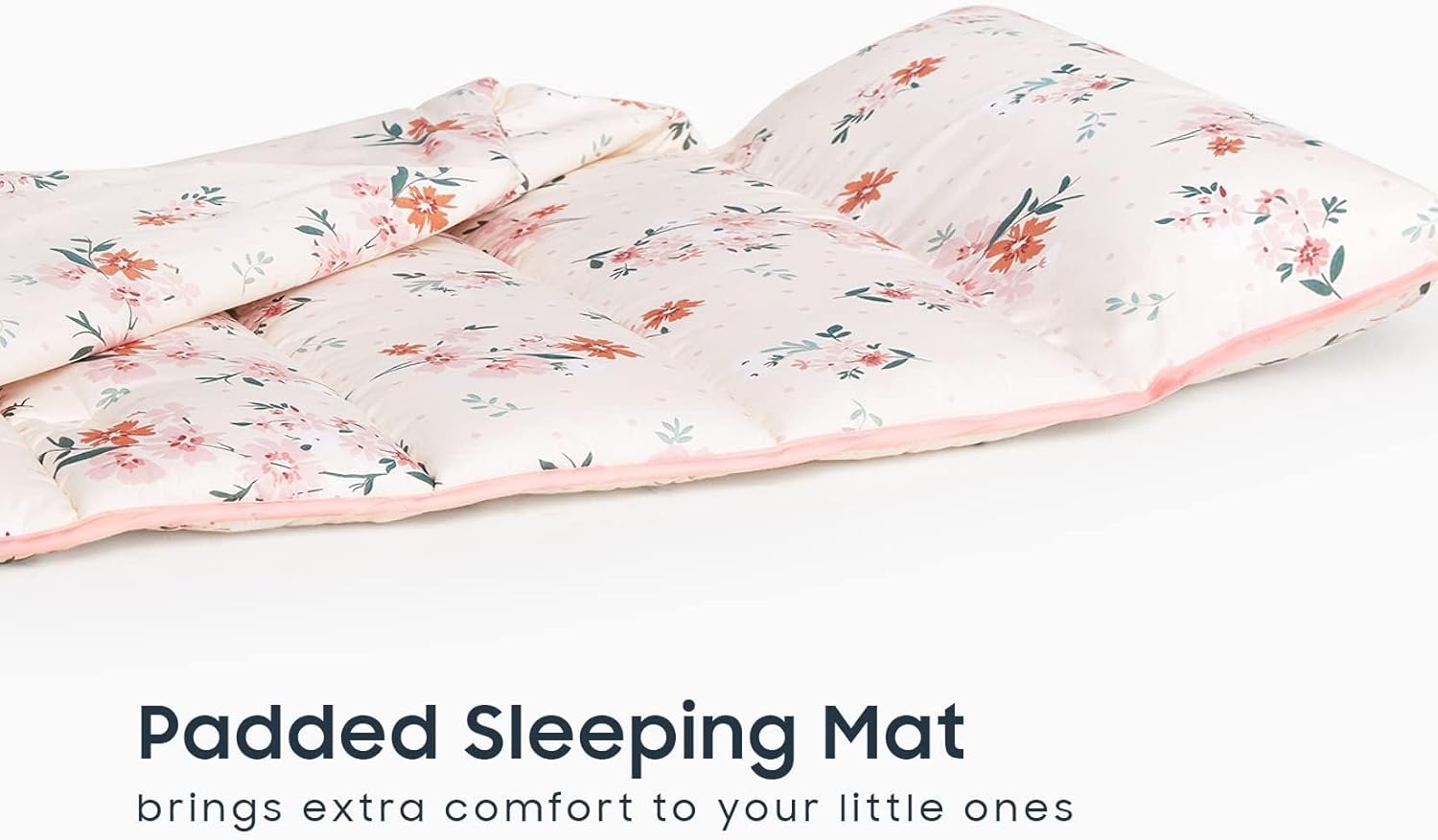 Wake In Cloud - Toddler Nap Mat with Pillow and Blanket, 100% Cotton Fabric, for Kids Girls Ages 3 Plus in Daycare Kindergarten Preschool, Roll Up Sleeping Bag, Floral Flowers - Image 5