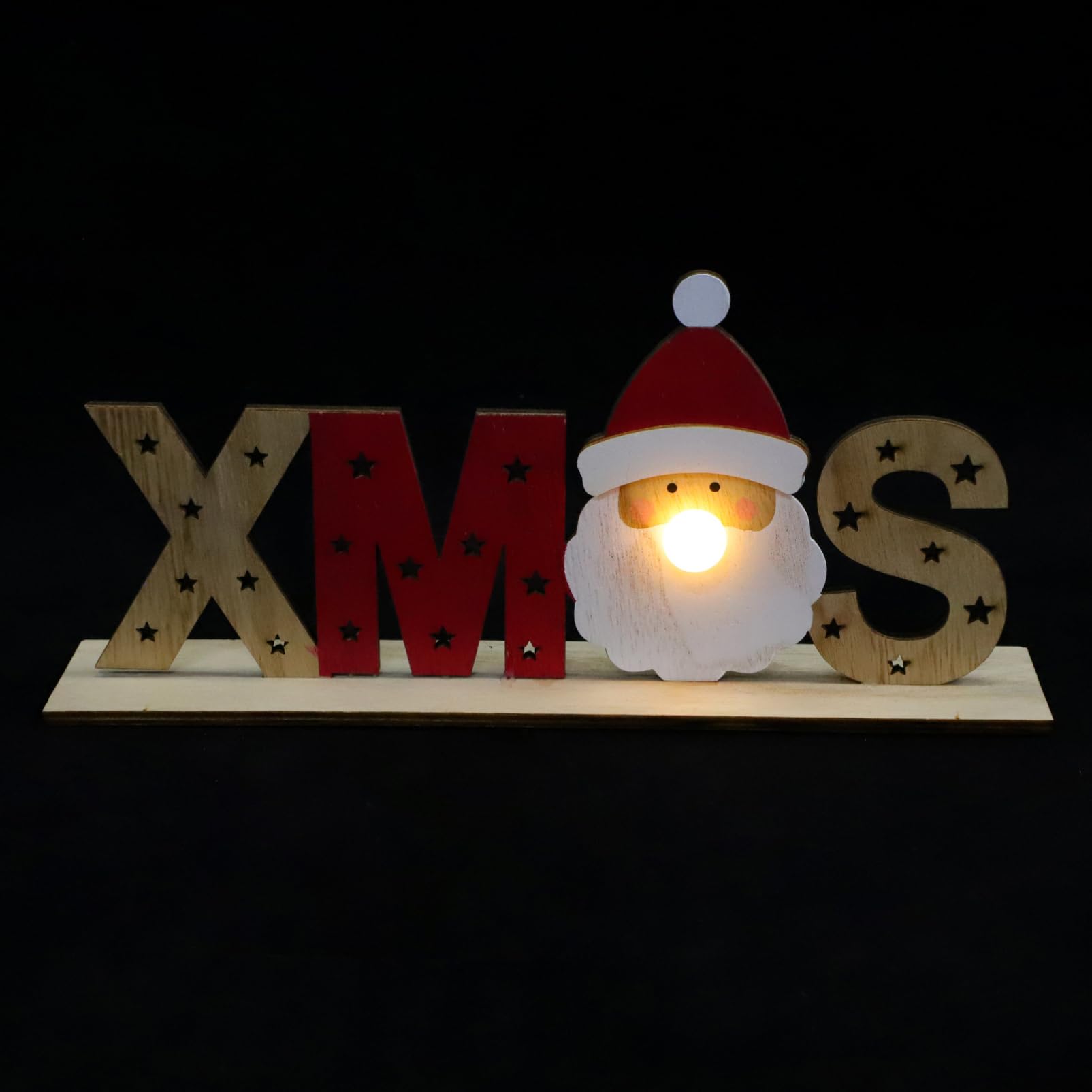 Ciieeo 3 Piezas Adornos decoración Signos rústicos de Navidad centros de Mesa de Navidad lámparas de Mesa emblemas Adorno de Escritorio Brillante Adorno navideño de Madera