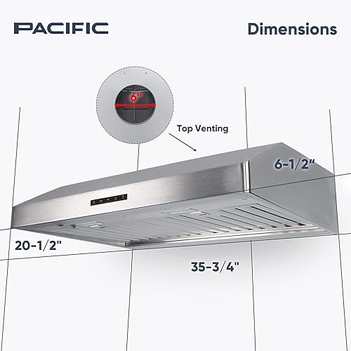 Miniatura 6 de PACIFIC Campana extractora Economy Pro PR6830AS de 36 pulgadas, 850 CFM, carcasa de alta capacidad con filtro deflector apto para lavavajillas,