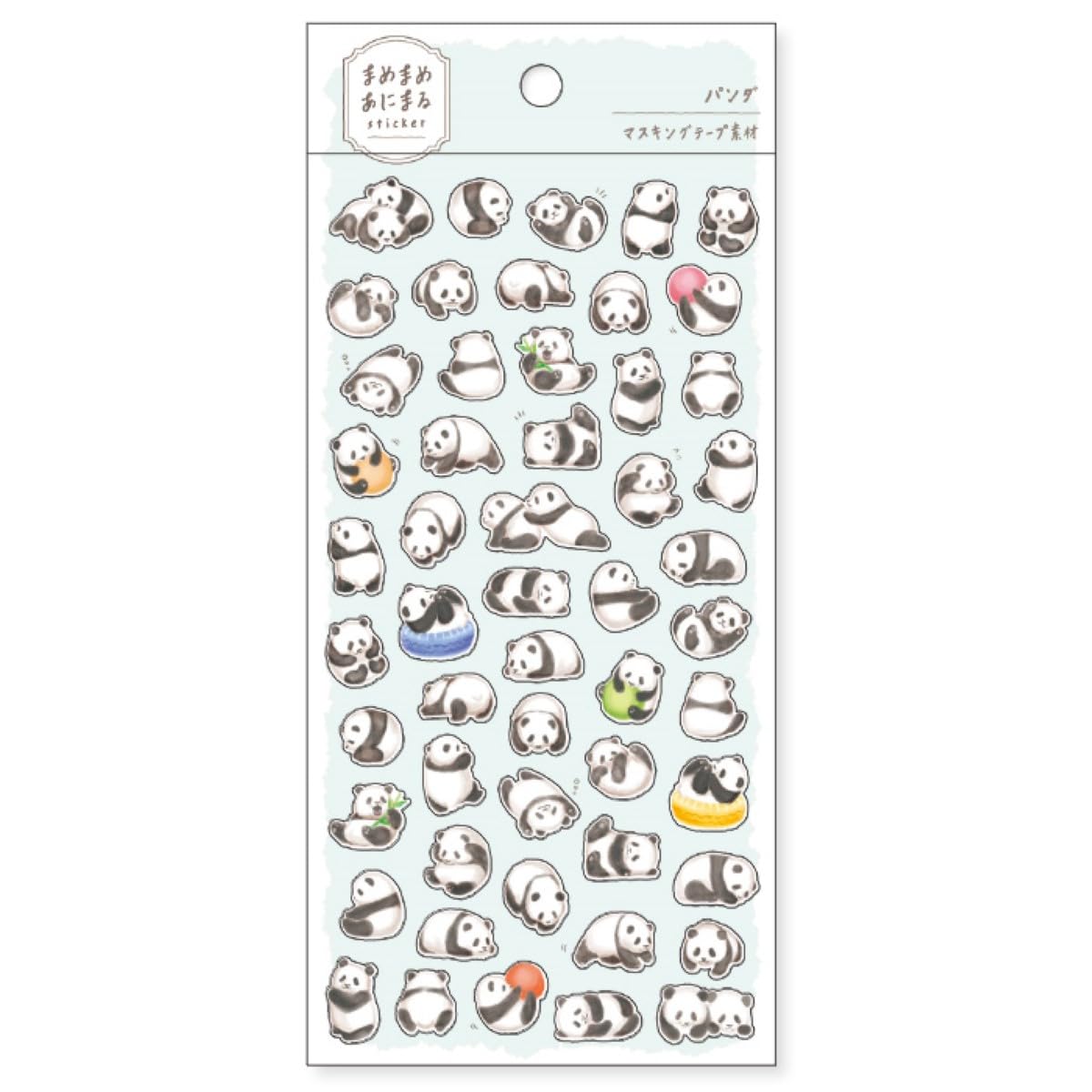 まめまめあにまる ステッカー マスキングテープ 素材 の かわいい動物 ミニ シール (パンダ)