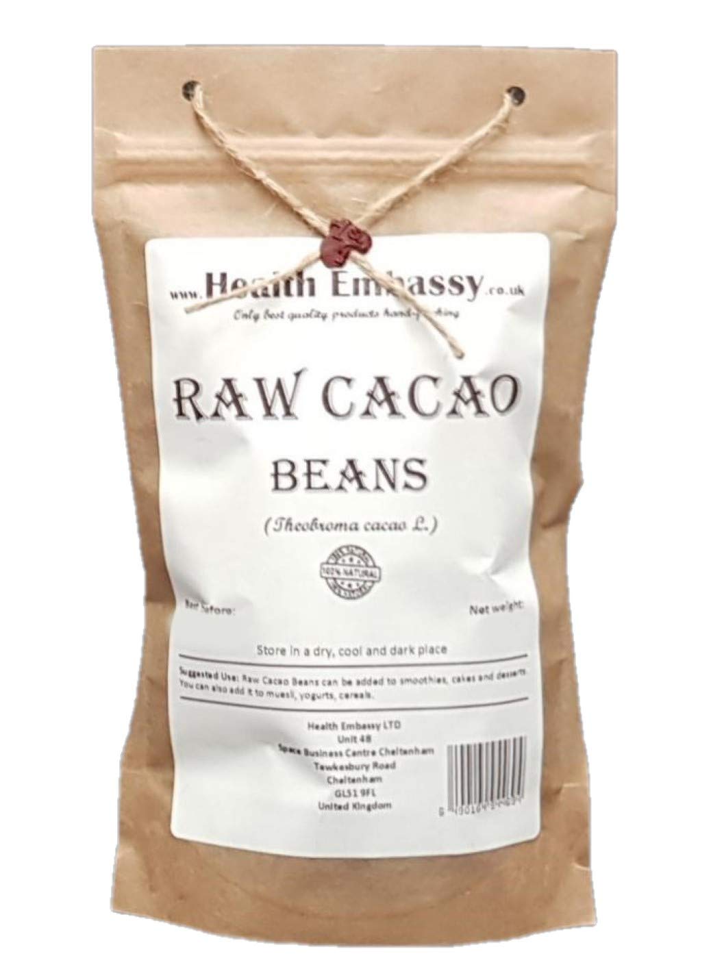Health Embassy Raw Cacao Beans (Theobroma cacao L.) (450g)