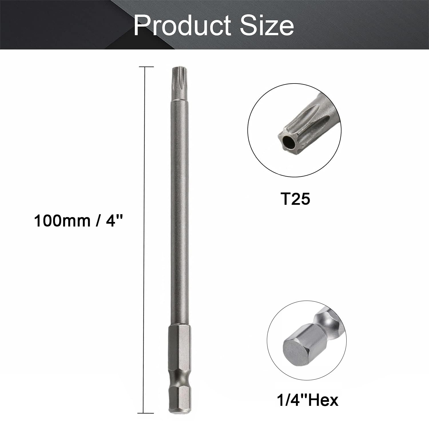 Utoolmart T25 Torx-Bits Magnetisch – 5-teilig, 100 Mm Lang, S2-Stahl Für Sichere Schrauben