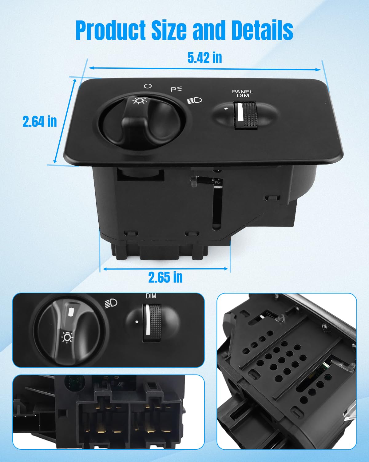 1S1833 Headlight Switch Fit for F250 F350 Super Duty Truck F450 F550 Truck 1990-2000, for F650 F750 Truck 2000-2005, for F800 Truck 1999, Replace F81Z-11654-AA 88924369 SWA41651 SW5226