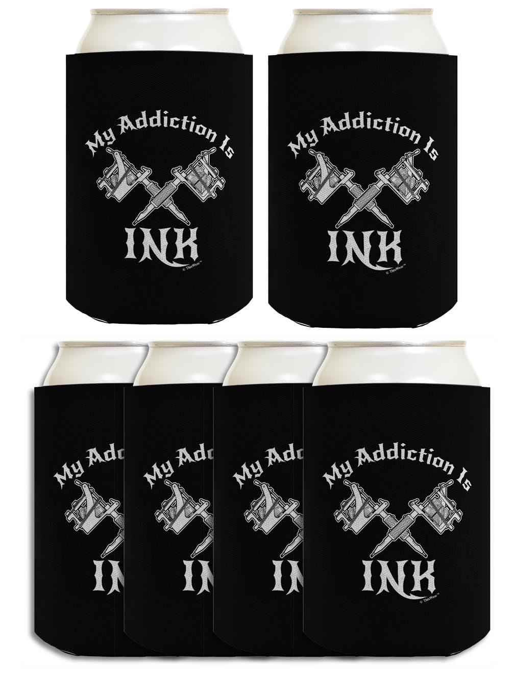 Tattoo Gifts For Men My Addiction is Ink 6-Pack Can Drink Sleeves