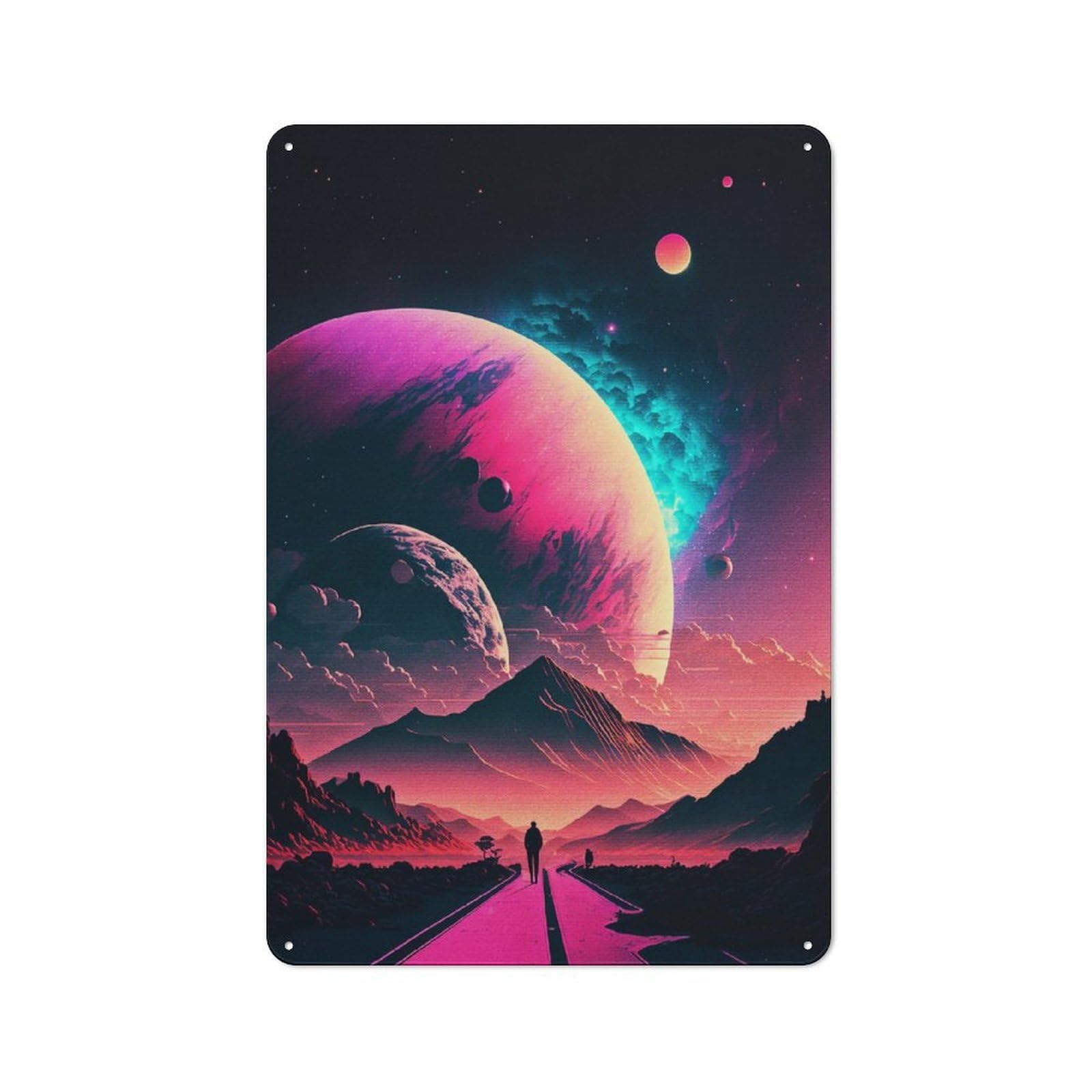 Junmoney Style-16 Cosmos Vaporwave Cinematic Vintage Tin Sign 30X20cm, Vintage Diner Style Decor For Kitchen, Cafe, Pantry Or Dining Room