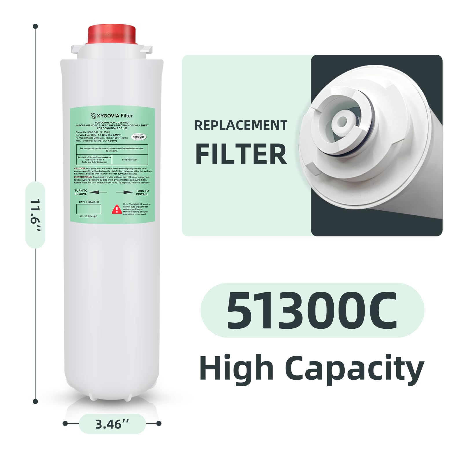 51300C Replacement for Elkay Replacement 55898C 51300C Filters Replacement Bottle Stations Compatible with Ezh2o Filter ERF750 55898C EWF3000 — view 2