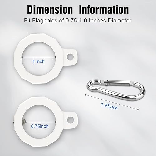 Miniatura 2 de Anillos de plástico para asta de bandera con rodamientos, 4 unidades, anillo de montaje de bandera antienvoltura giratorio de 360 grados, juego