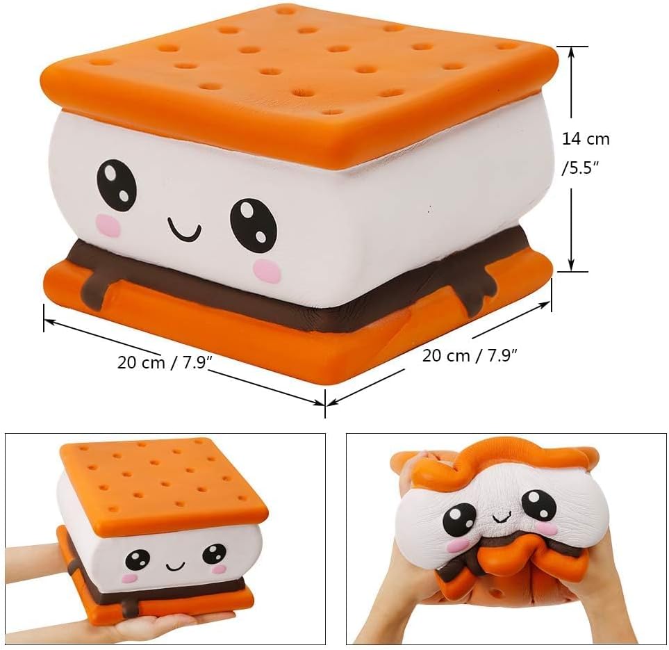 Anboor Jumbo Squishys Toy Smore Food-7.9" Big Squishies Kawaii Toy-Slow Rising Candy Food Scented Squeeze Toy for Kids Adults