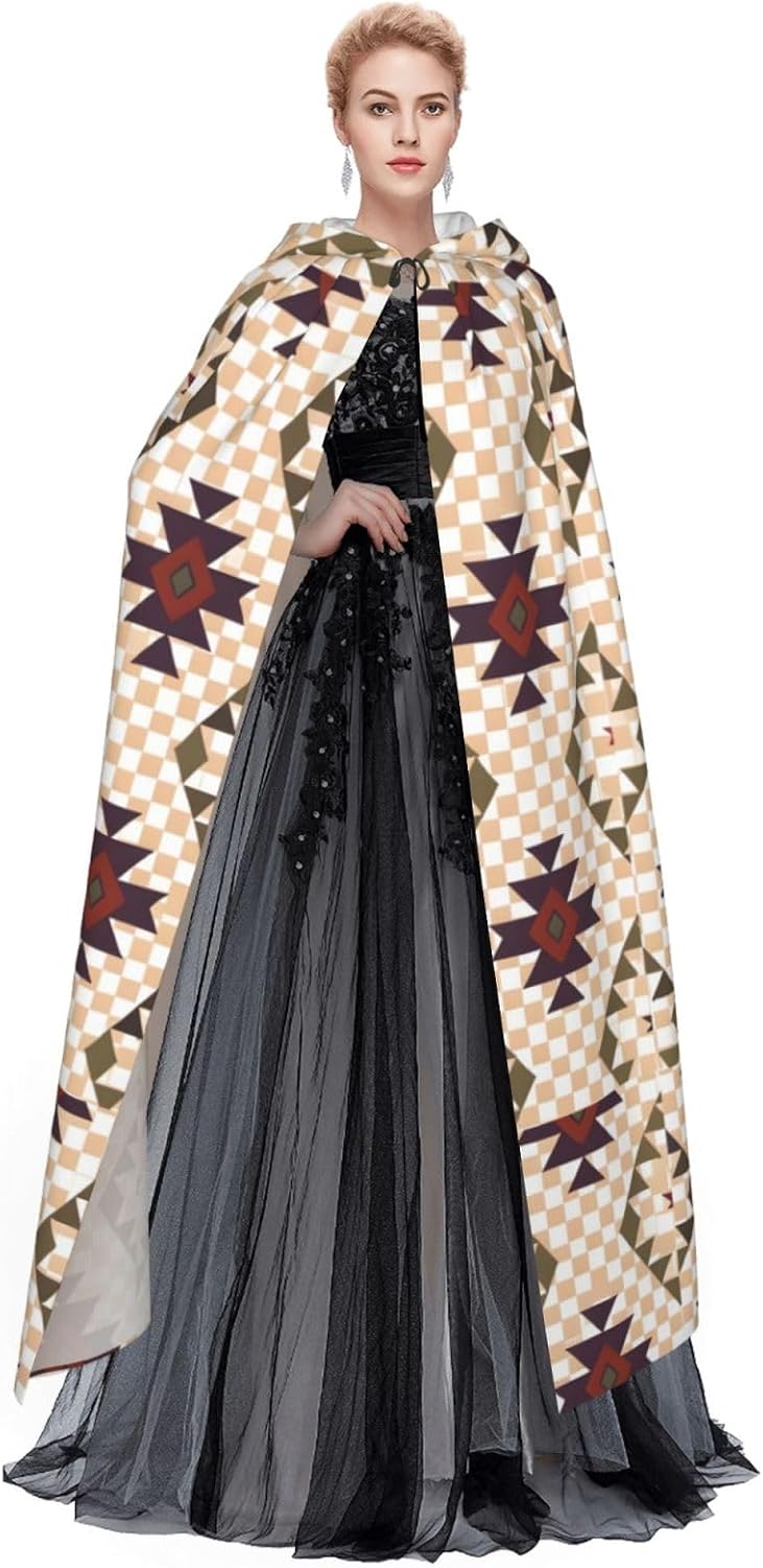 Geometric Vector Men Women Halloween Role Play Party Decoration Hooded Poncho Black