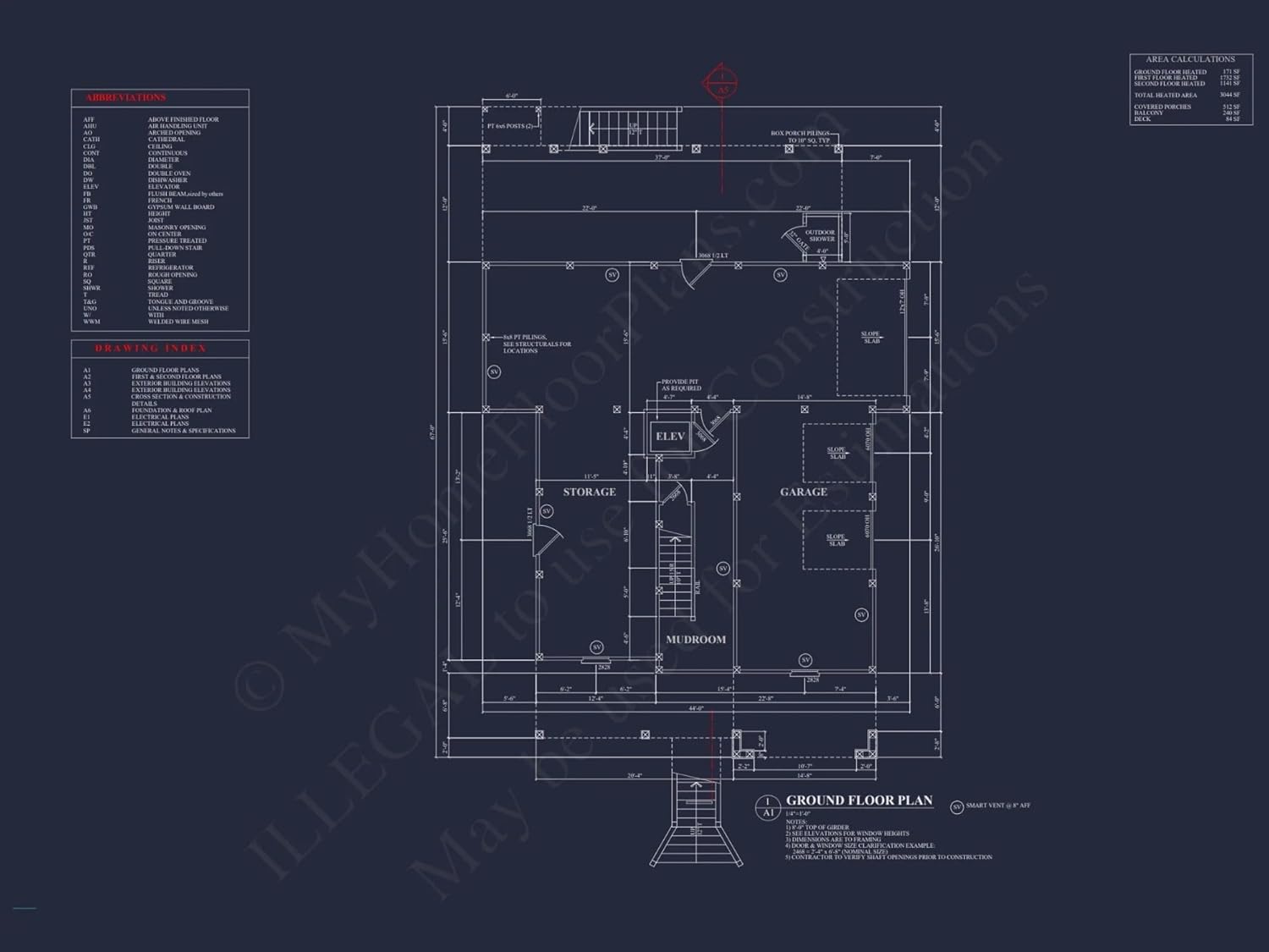 18-2175 House Plan - Charming Coastal House Plan with 6 Bedrooms and CAD Designs