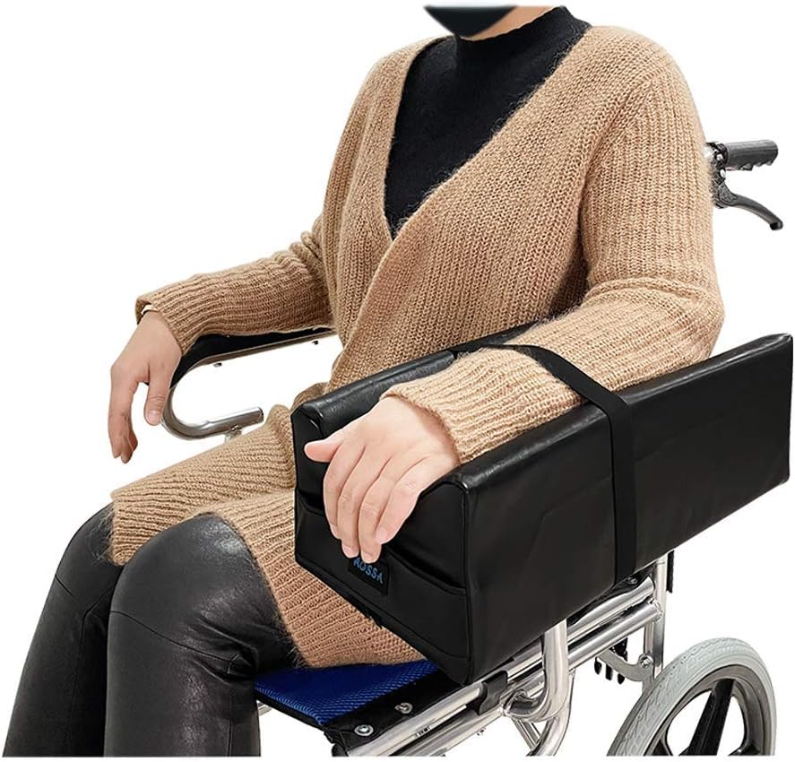 Wheelchair Armrest Pads Wheelchair Arm Trough Pads lateral Support for Wheelchair Parts Cushions Contoured Arm Support Elevator Chair Foam Cover Rest Tray (Black)
