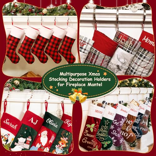Supports de chaussettes de Noël Edoneery pour cheminée | Lot de 6 crochets