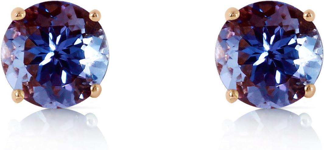 14k Solid Rose Gold Stud Earrings with 0.95 Carat Natural Tanzanite - Image 4