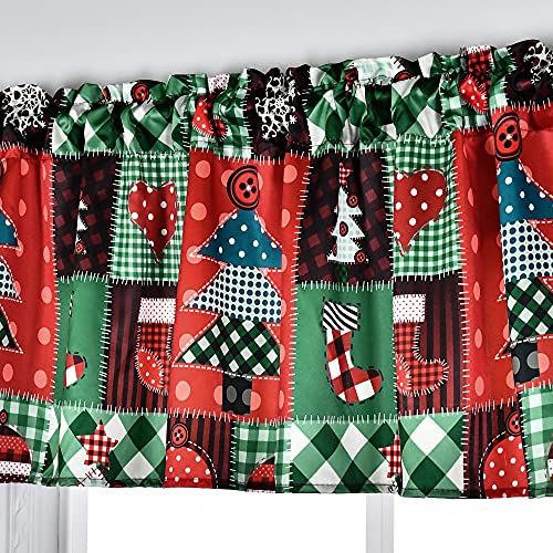Mumfas Christmas Valance - Red And Green Buffalo Plaid Check Gingham Rod Pocket Curtain Valances Christmas Tree Pattern Valance For Windows 52 X 18 Inch #TOP2