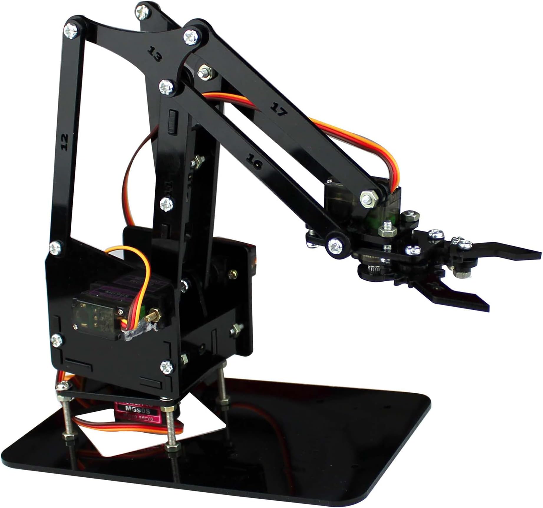 Quartz Diy Robotic Arm Kit With Assembly Video|3Dof Acrylic Kit With Nuts & Bolts|Robotics Kit For Stem Education