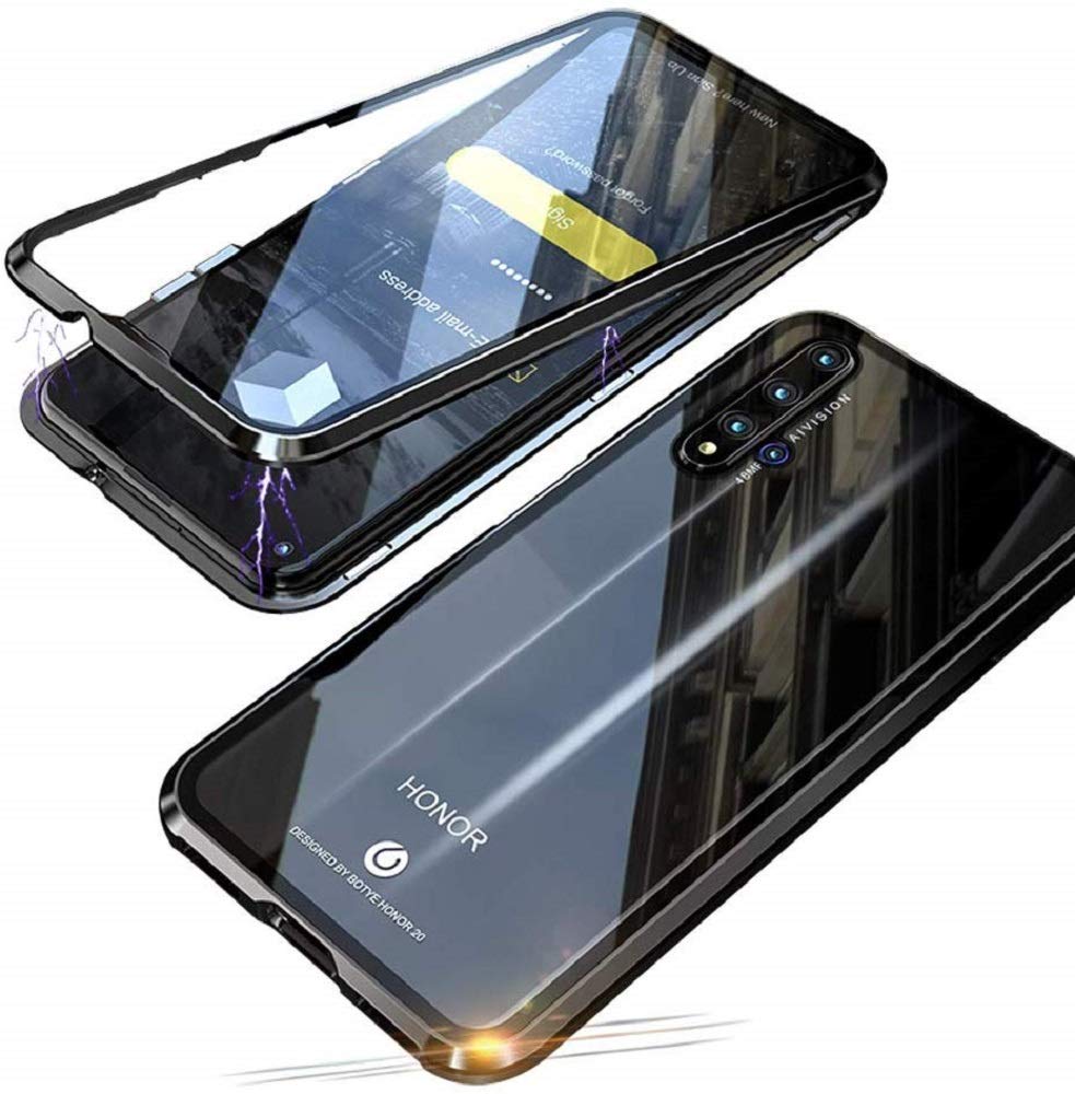 Coque Huawei Honor 20 Pro Magnétique Métal Bumper 360 Degrés Protection avec Verre Trempé et