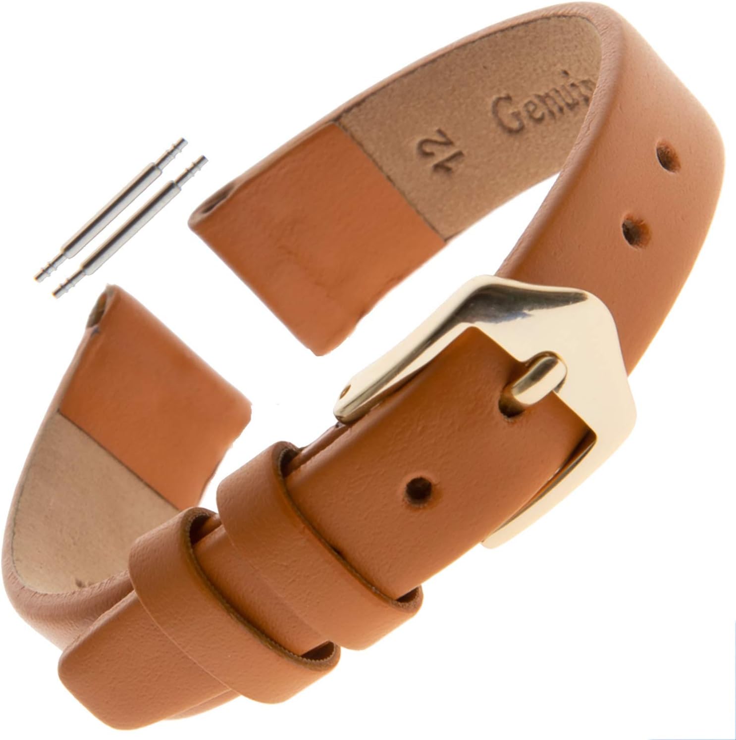 10-14mm Ladies Classic Calf Leather Fashion Color Flat Watch Strap F60