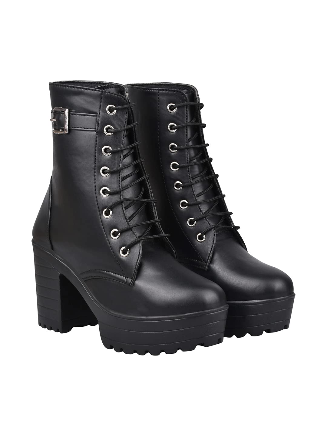 ShoetopiaWomen Shoeopia & Girls Strappy High Ankle Boot Buckle Ankle Boots