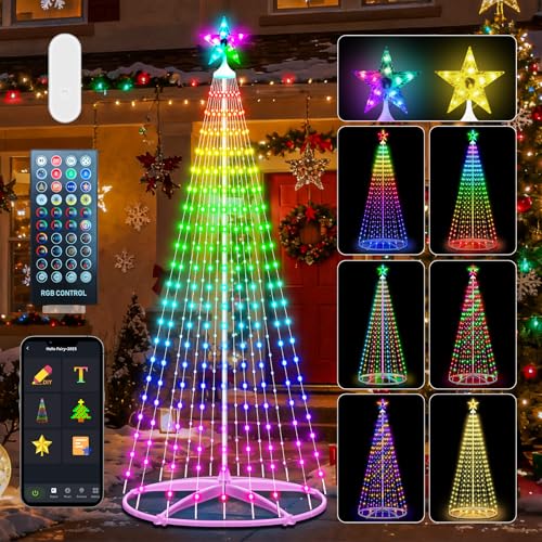 Forlivese 7.48FT Smart Christmas Cone Tree LED Light Outdoor, Dimmable Artificial Christmas Tree...