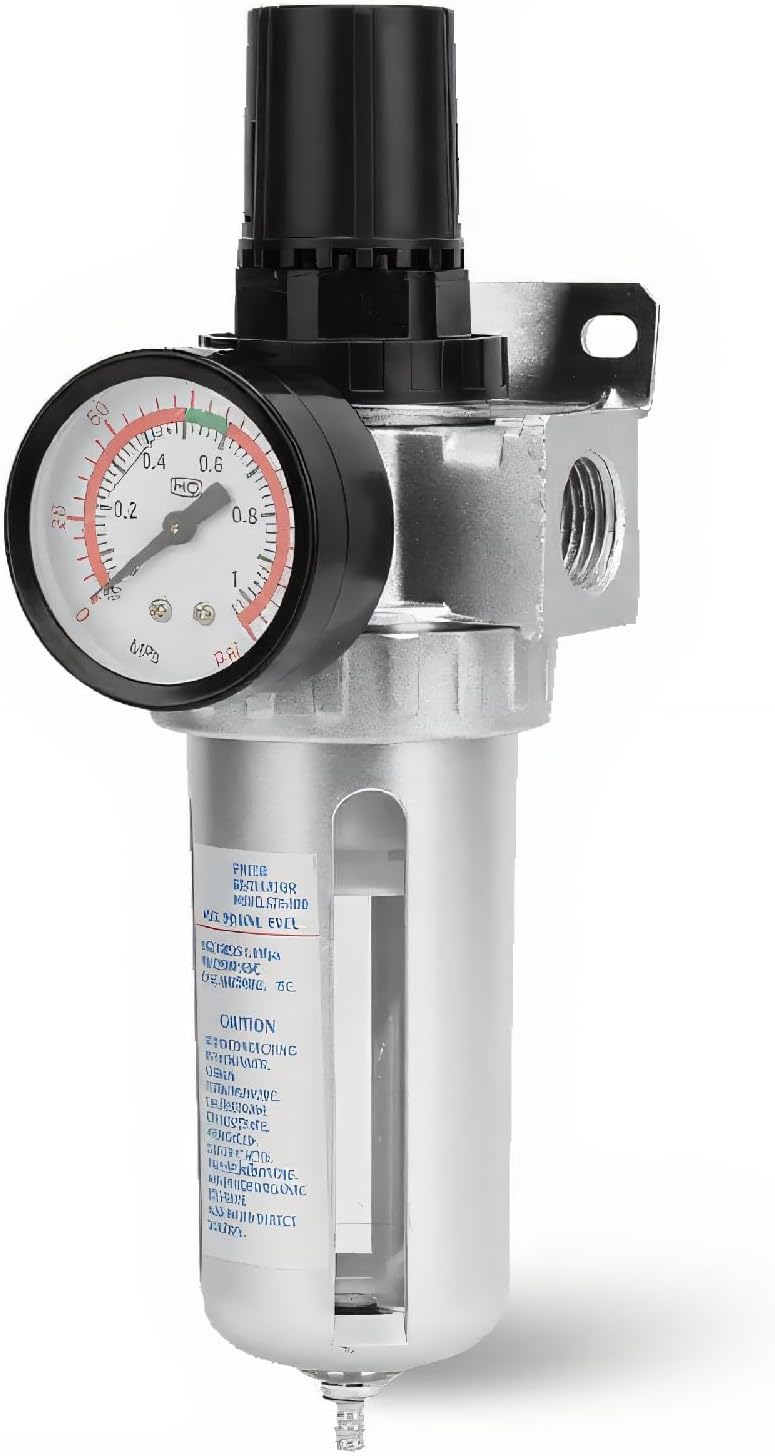 Air Pressure Regulator, Adjustable Pressure Control knob, Compressed Air Regulators, Internal Diaphragm Design smooths and regulates The Airflow for BSP 1/2" Air Compressor Moisture Water Trap