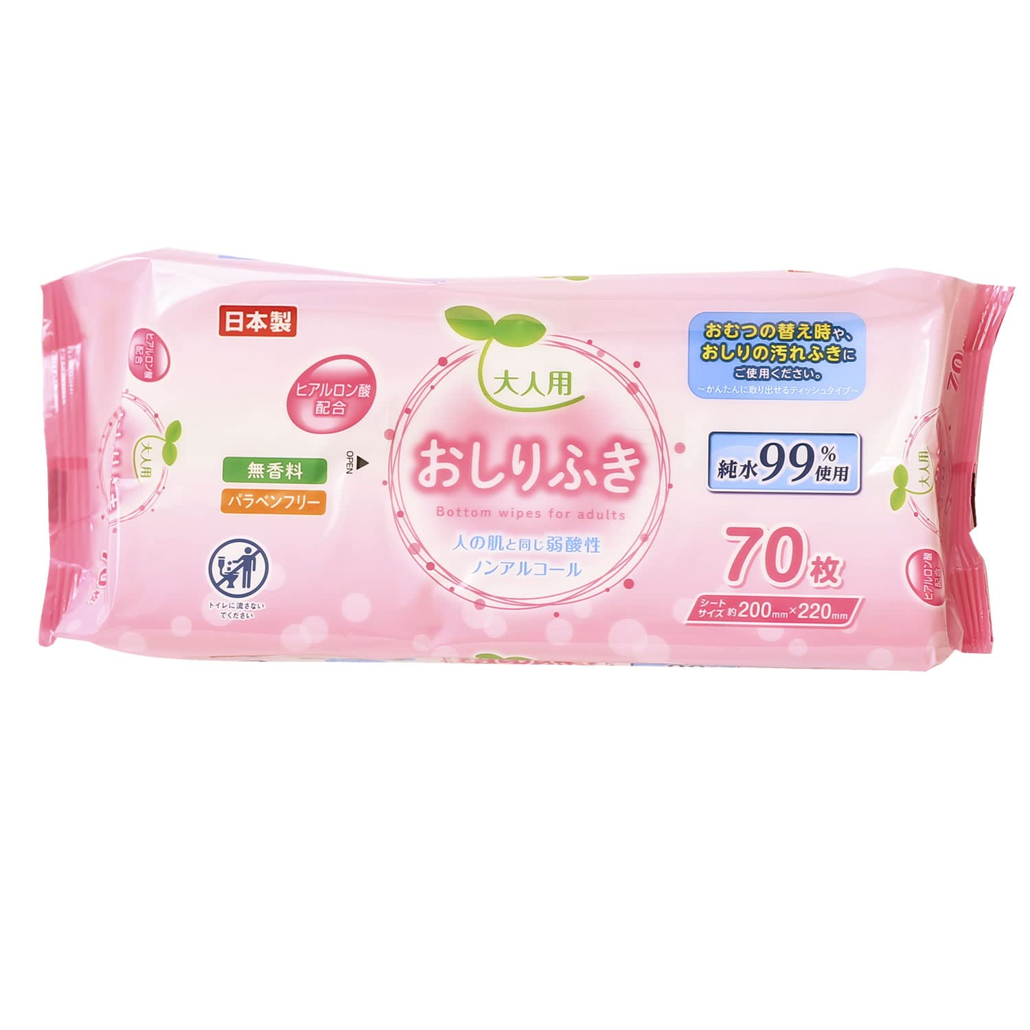 Life-do（ライフ堂） 大人用 おしりふき 70枚入 LD-213 ｜ お尻拭きシート 体ふき おむつ替え ウエットシート 防災 災害 ぬれタオル 使い捨て ボディータオル ペーパータオル お尻ふき