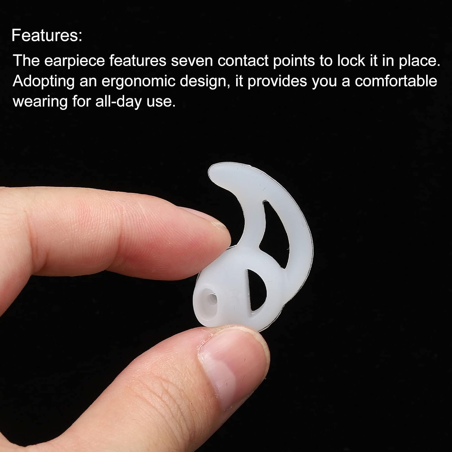 MECCANIXITY Silicone Fin Earbuds for Two Way Radio Earpiece Replacement Earbuds Tips for Coil Tube Headset (2 Pair Fin Small), White Pack of 2