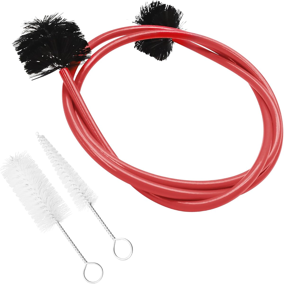 Hordion 3Pcs Trumpet Cleaning Kit, Mouthpiece Cleaner Valve Brushes, Red | Flexible Brush Musical Instrument Maintenance Care Accessory for Trumpet Mouthpiece