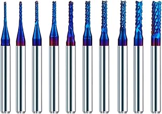 Pangyoo 10 Uds 3.175 vástago 0,5-3.175mm Molino de extremo de acero de tungsteno duro revestimiento azul broca enrutadora CNC grabado borde fresado molino de extremo (Size : 10pcs 1.3mm)