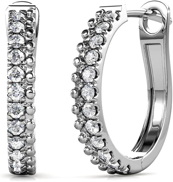 PHENIOTACE Hinged Hoop Earrings for Women Cubic Zirconia Small 20 mm (0.79in) Jewelery Gift
