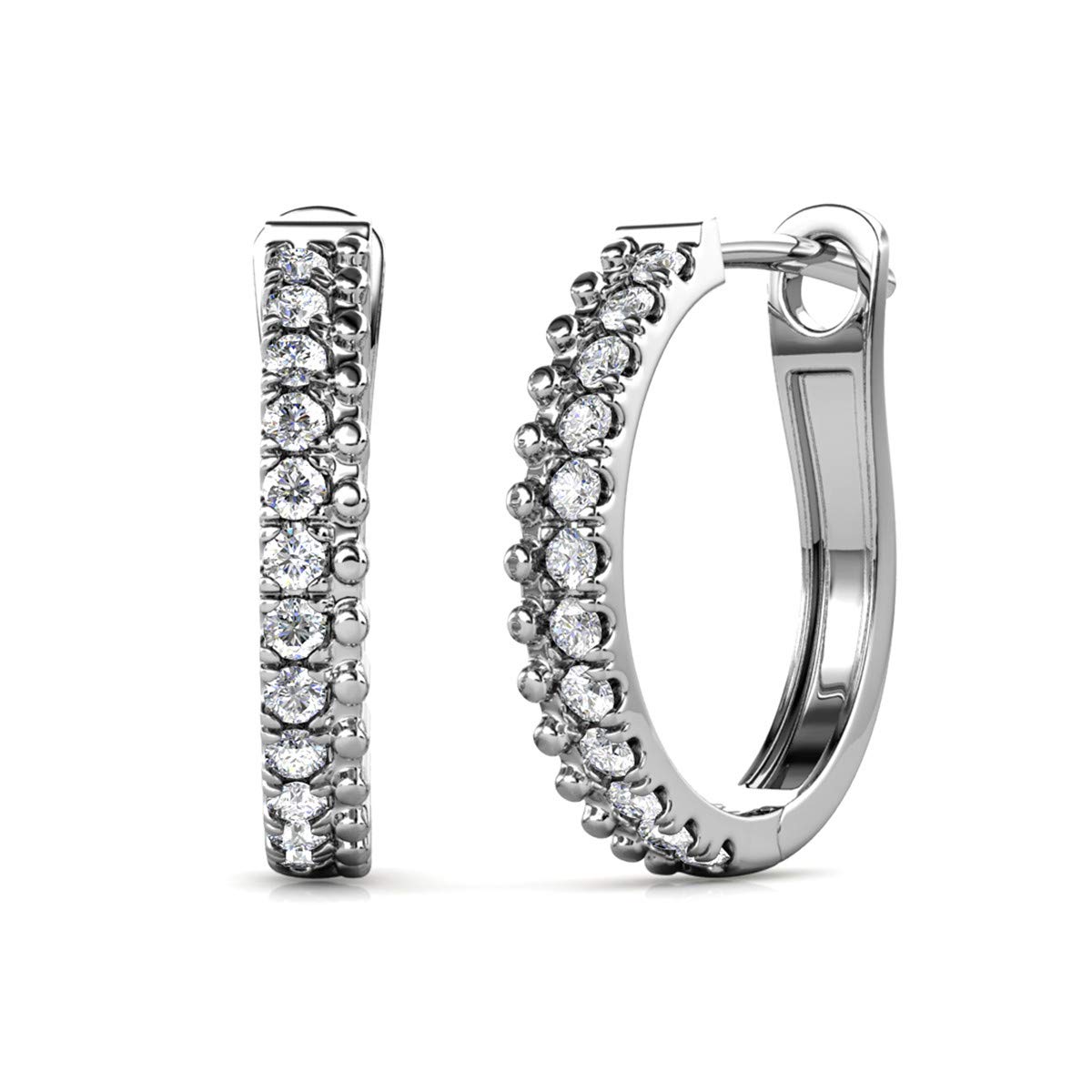 Orecchini A Cerchio Piccoli Donna In Argento 925 Con Zirconi – Creoli 20mm Pavé, Confezione Regalo