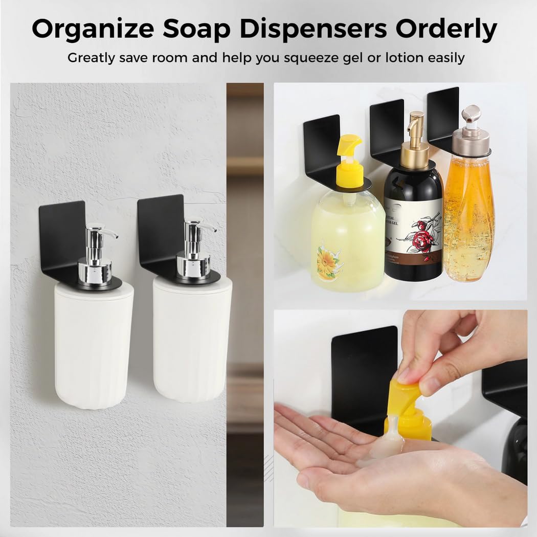 6 STK. Seifenspenderhalter, Halterungen für Shampoo- und Duschgelspender, wandmontierte Badezimmer-Brackets für Lotionspender, mit runden Aufnahmen, zur Wandmontage in Bad und Dusche
