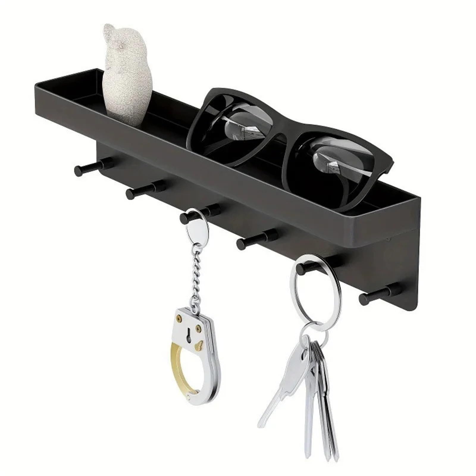 Kifsdlf Black Adhesive Key Holder Wall Mail Organizer 6 Hooks
