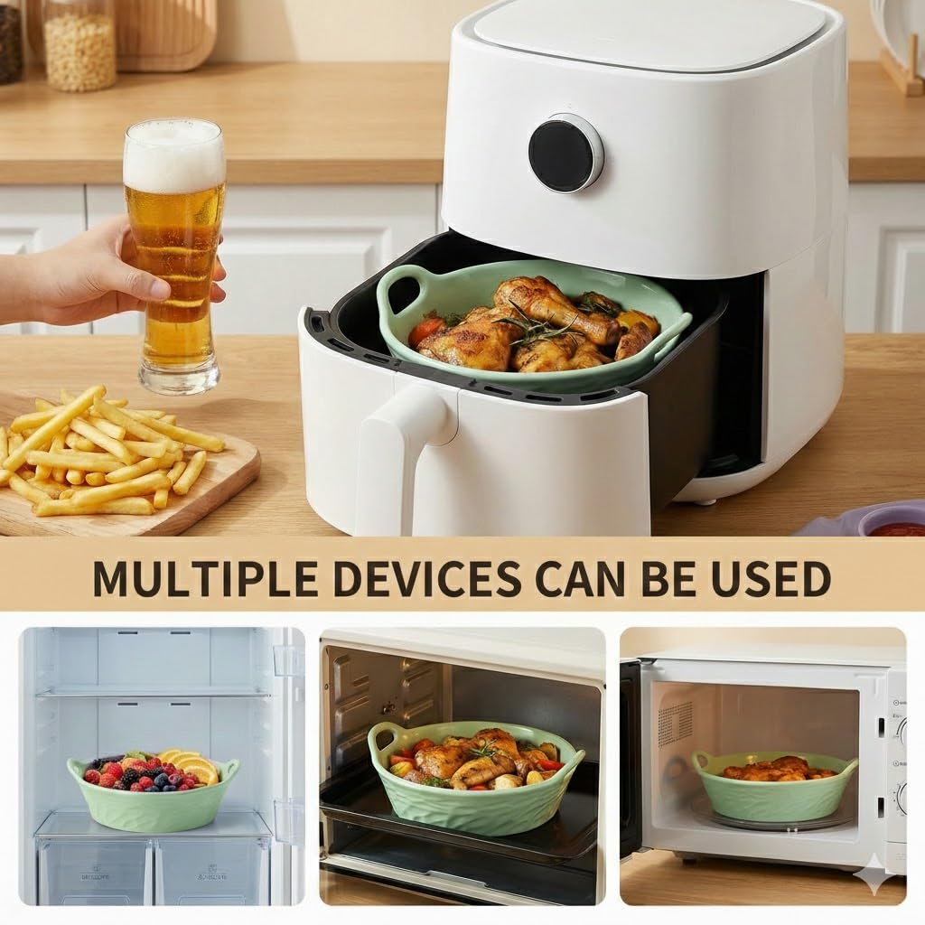 Patelnia do zapiekania Airfryer - Okrągła - 20 cm - Wykonana z ceramiki - Z uchwytami z ceramiki - Na lasagne, tiramisu