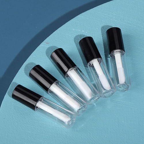 Miniatura 7 de Caja de 90 paquetes, tubos vacíos de plástico transparente para brillo de labios, contenedor de botella de bálsamo labial, negro, transparente, 0.04