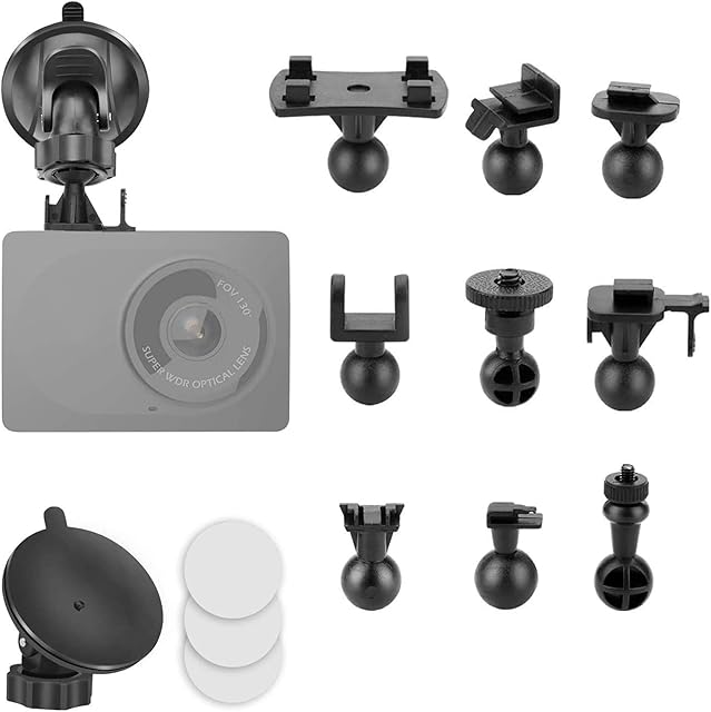 Dash Cam Suction Cup Mount Holder Compatible with TOGUARD, apeman, Yi, Mibao, SuperEye, DuDuBell, Crosstour Etc. with 10+ Different Points, 3 x Glue Double Sided Adhesive Tapes, 3 Wipes(dry and wet)
